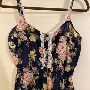 Almost Famous Navy Floral Camisole